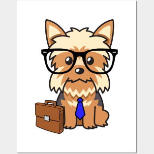 Funny yorkshire terrier is on the way to work Posters and Art